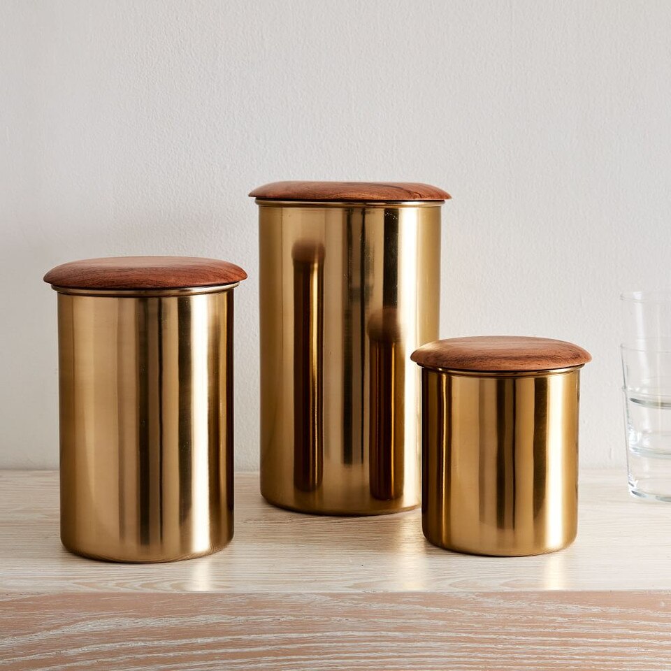 Reid Steel & Wood Top Kitchen Canisters West Elm UK